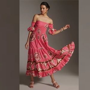 Anthropologie Love The Label Paisley Off-The-Shoulder Maxi Dress